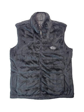 Lady Drake Waterfowl Black Faux Fur Reversible Vest Gilet Womens XL